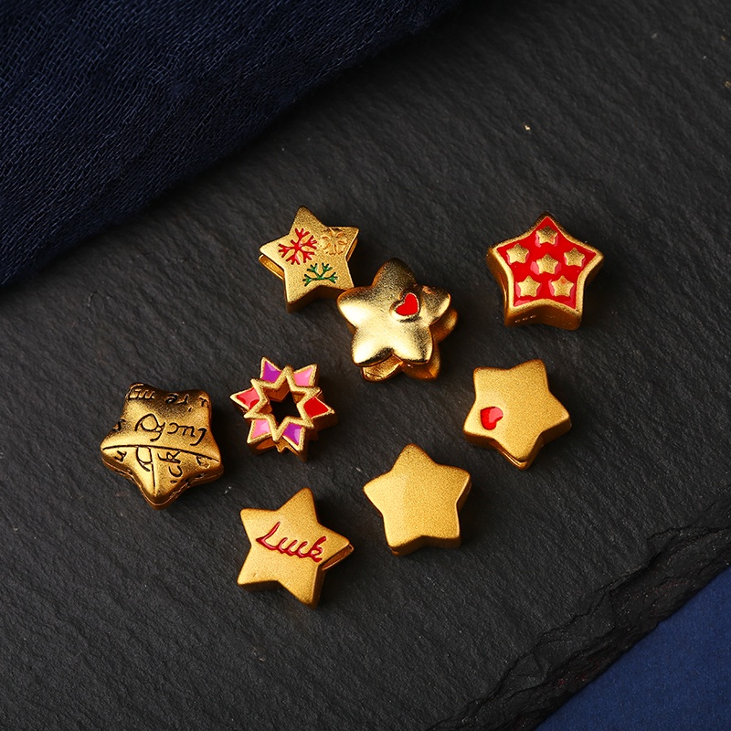 Phụ Kiện Hạt Hình Ngôi Sao Năm Cánh Tráng Men Thủ Công Nhiều Màu Sắc Phong Cách Trung Hoa