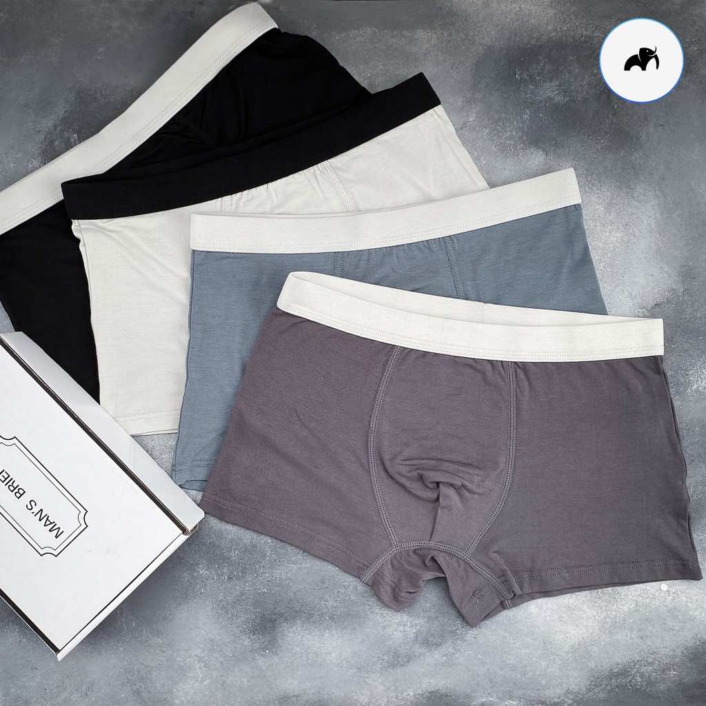 Combo 4 quần boxer vải sợi Modal (sợi gỗ sồi) kháng khuẩn thương hiệu MiiOw