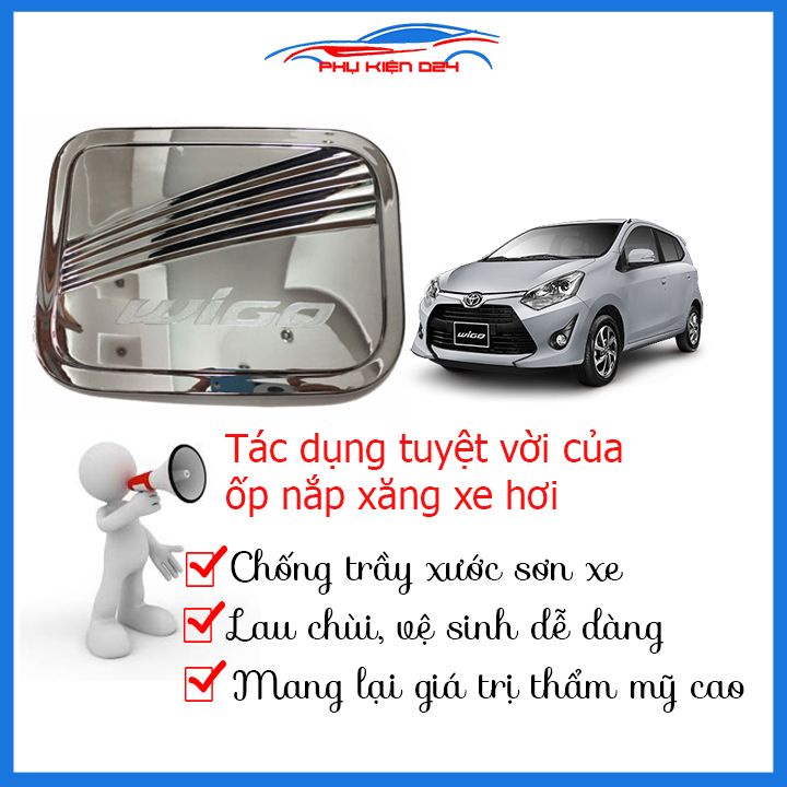 Ốp nắp bình xăng Wigo 2018-2019 mạ crom chống trầy trang trí ô tô