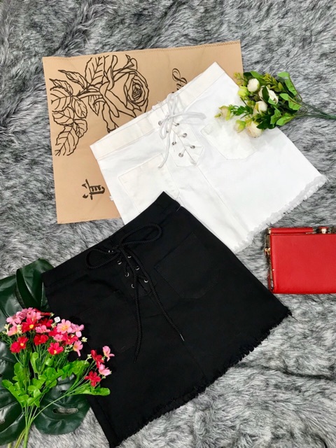 Chân váy nữ kaki đan dây kèm 2 túi 3 màu chất vải đẹp | BigBuy360 - bigbuy360.vn