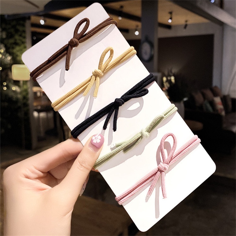 Set 5 dây buộc tóc co giãn màu sắc ngọt ngào dễ thương cho nữ