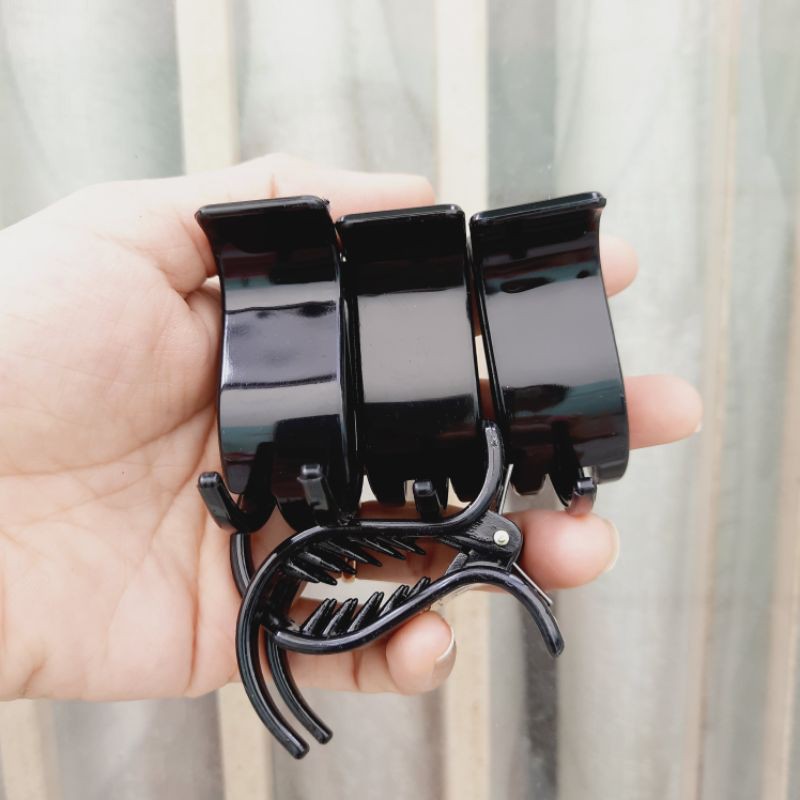 Lố 12 kẹp tóc 3 răng bóng màu đen