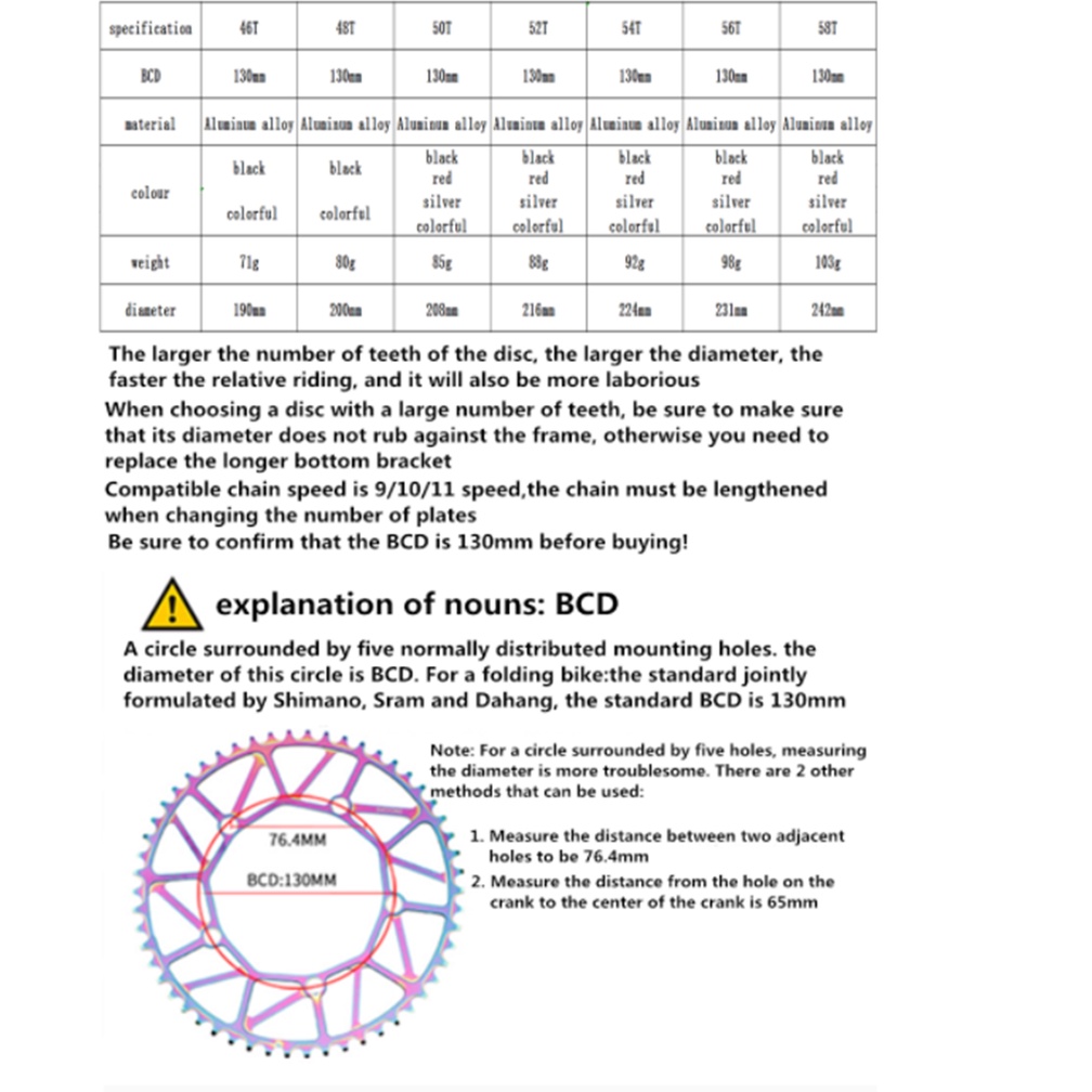 Đĩa Líp Xe Đạp Nhiều Màu Sắc 130BCD 58T Litepro 56T 48T BMX