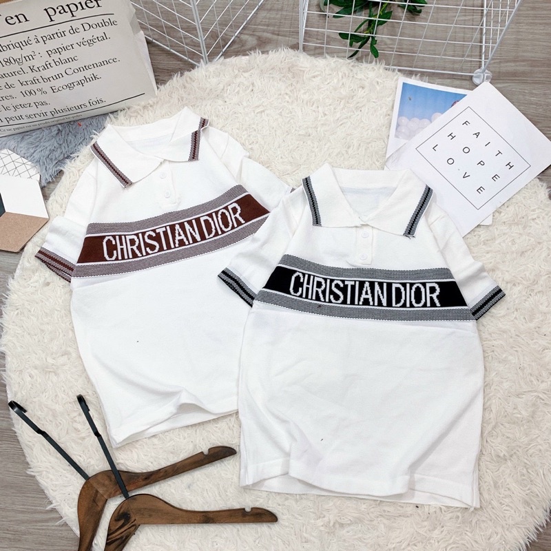 Áo len kim Dior cổ trụ