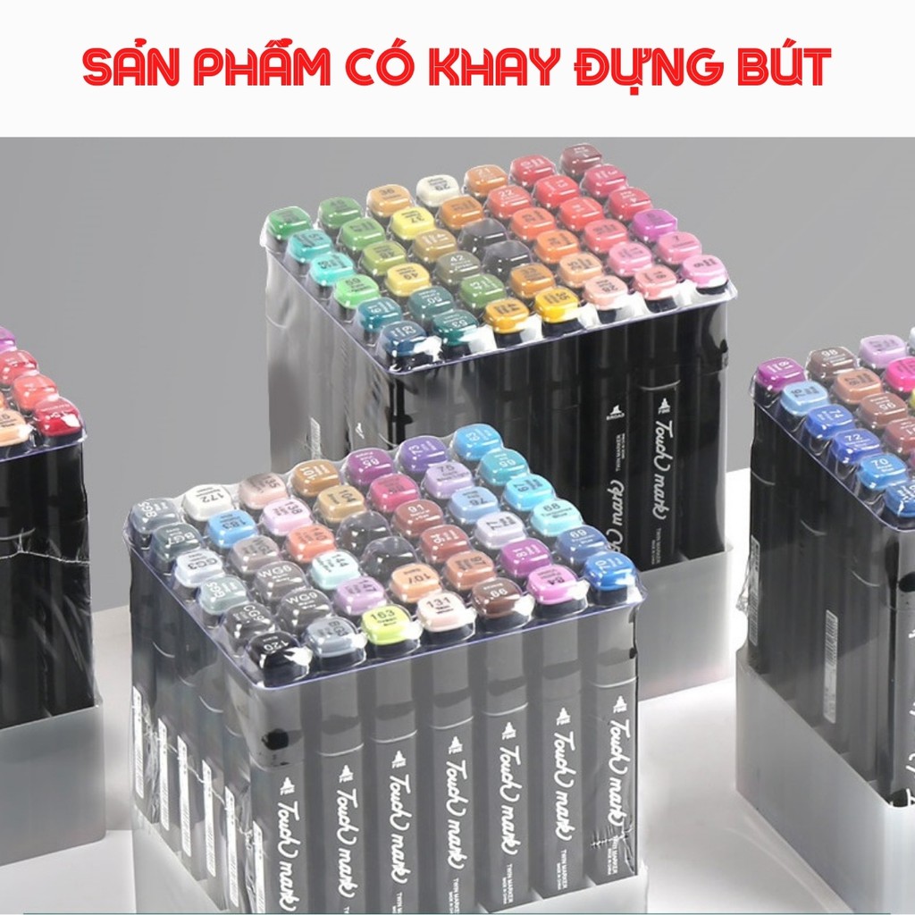 Bút Marker TOUCH MARK Bộ Bút Màu Marker Túi Vải Bộ 30/40/60/80  Dùng Để Tô Màu, Vẽ Anime, Highlight, Take Note