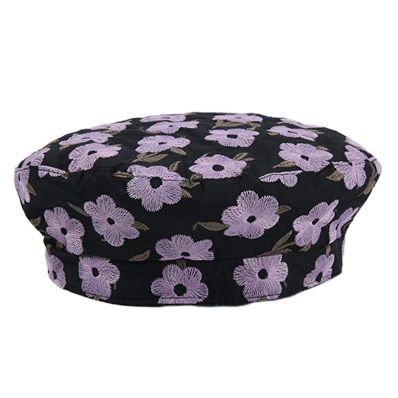 Nón Beret Thêu Hoa Phong Cách Vintage Nữ Tính