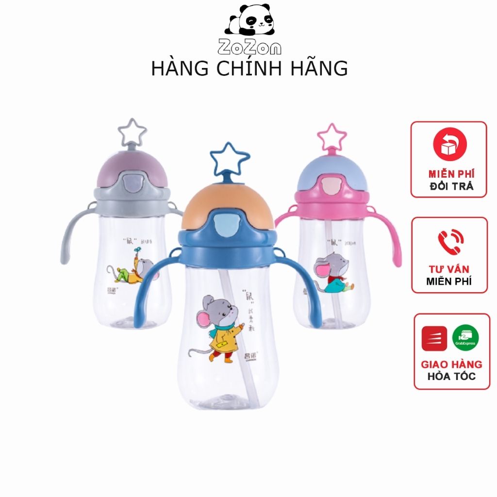 Bình tập uống nước uống sữa cho bé hình ngôi sao có van chống sặc cao cấp 280ml tay cầm an toàn chịu nhiệt