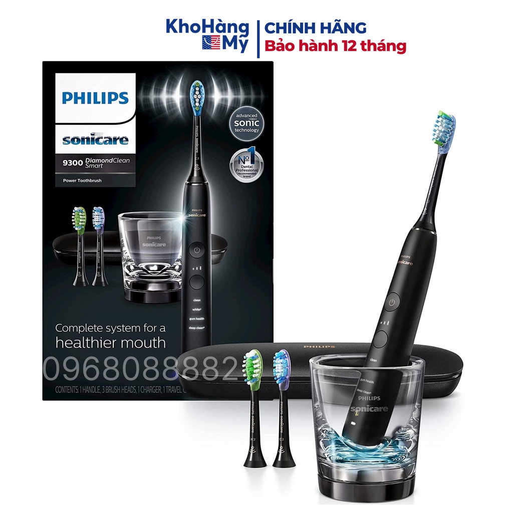 Bàn chải điện Philips Sonicare DiamondClean Smart 9300, 9000, 4 chế độ chải, 3 mức rung, có bluetooth - chính hãng