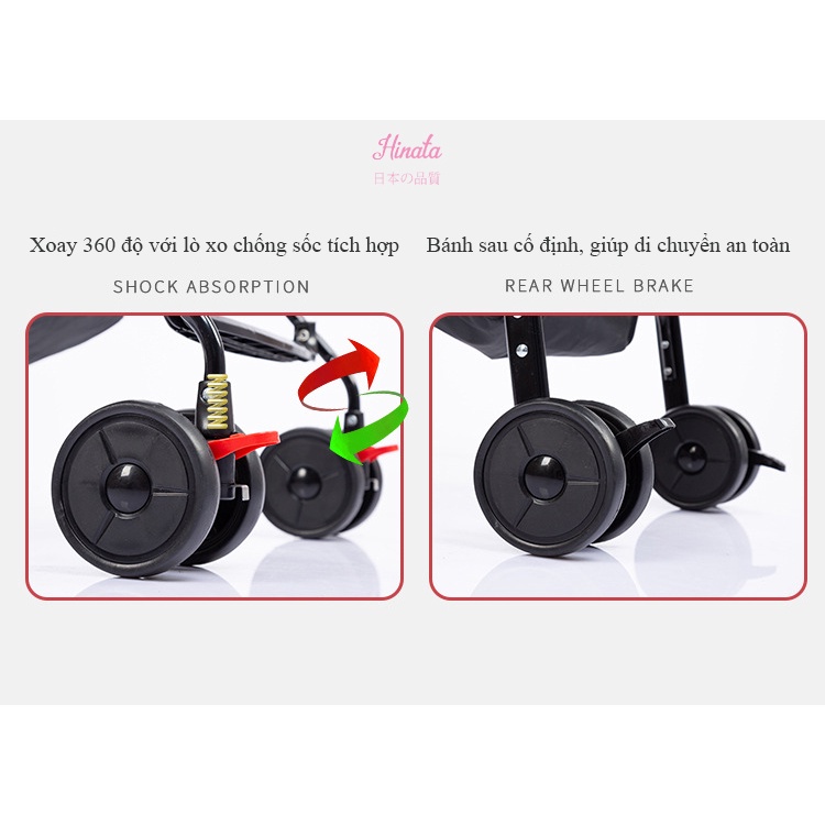 Xe đẩy em bé 2 tư thế ngồi và nằm gọn nhẹ HINATA - chống gù lưng, giảm sóc XD15