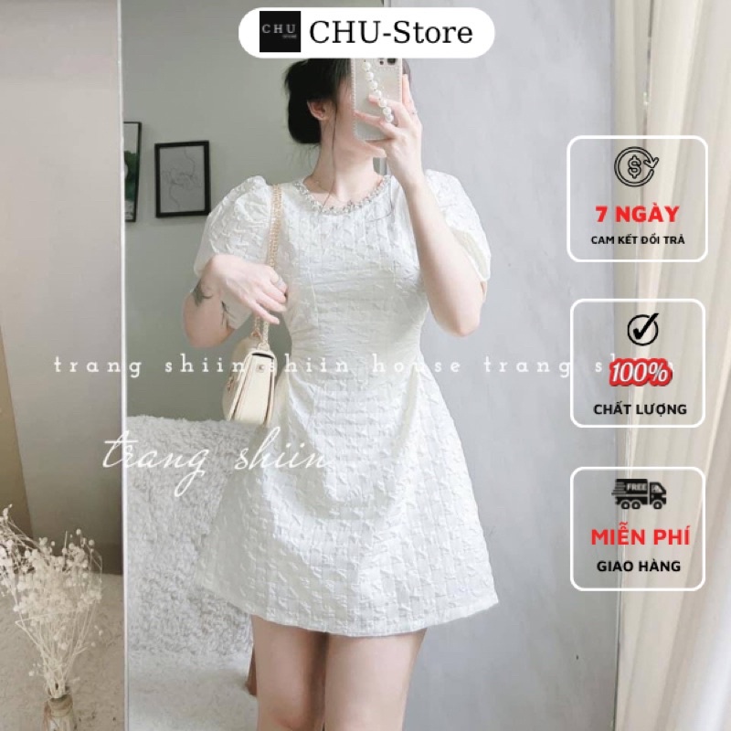 Đầm dự tiệc nữ khoét eo cổ đính ngọc tiểu thư sang trọng cho nữ bigsize ( Hình thật shop tự chụp ) Chu-Store