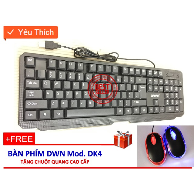 [CHÍNH HÃNG] Bàn phím DWN Serrie DK4 + Tặng kèm chuột quang có đèn Led phát sáng khi di chuột