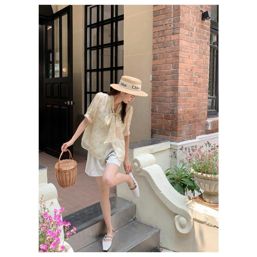 Áo Voan Cột Dây Tay Ngắn Lãng Mạn Mùa Hè 62412