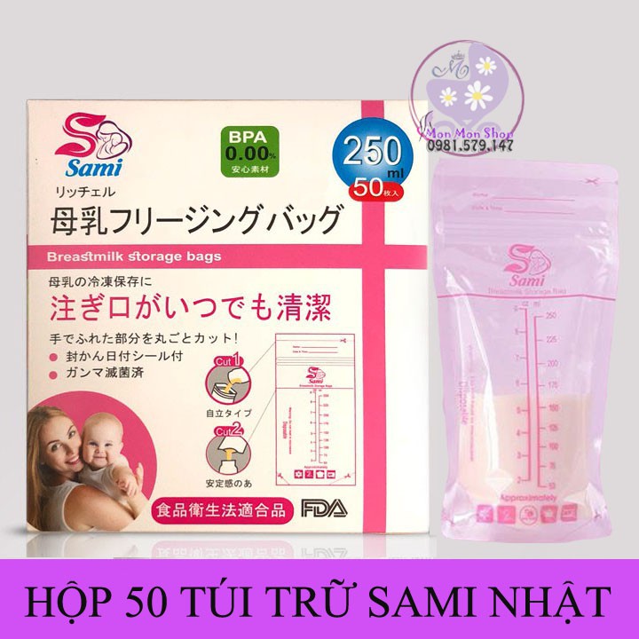 Túi trữ sữa Sami 250ml/ 100ml thương hiệu Nhật Bản