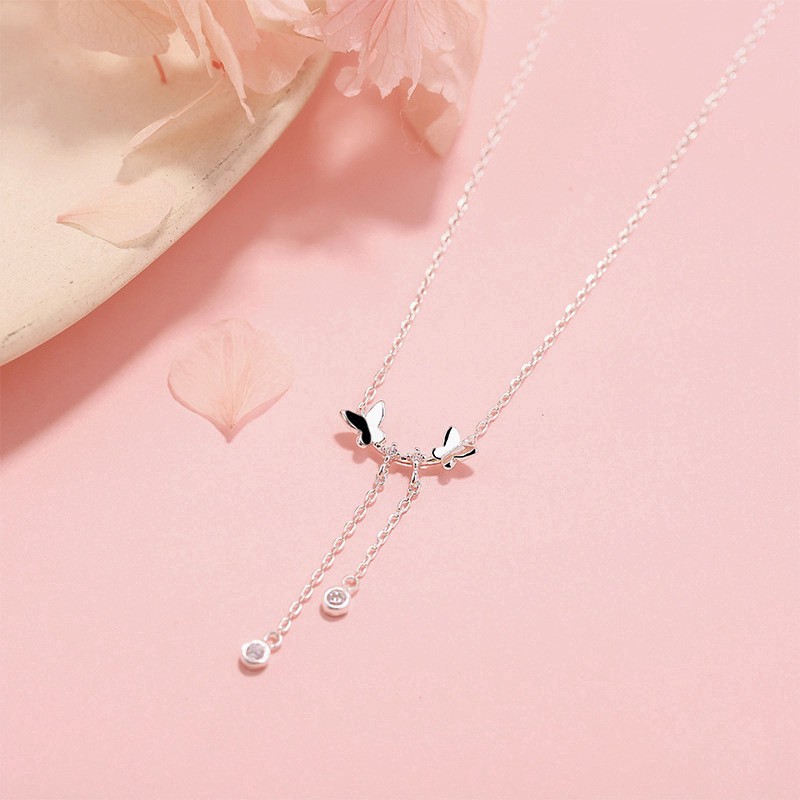 Dây chuyền bạc 925 hình bươm bướm đính đá pha lê sang trọng cho nữ ANTA Jewelry - ATJ3013