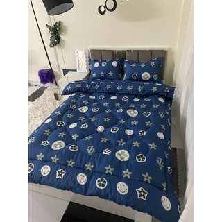 Bộ chăn phao kèm ga chun 2 vỏ gối cotton poly