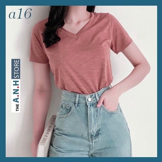 Áo thun cổ tim nữ , cổ V chất thun xược cotton thời trang