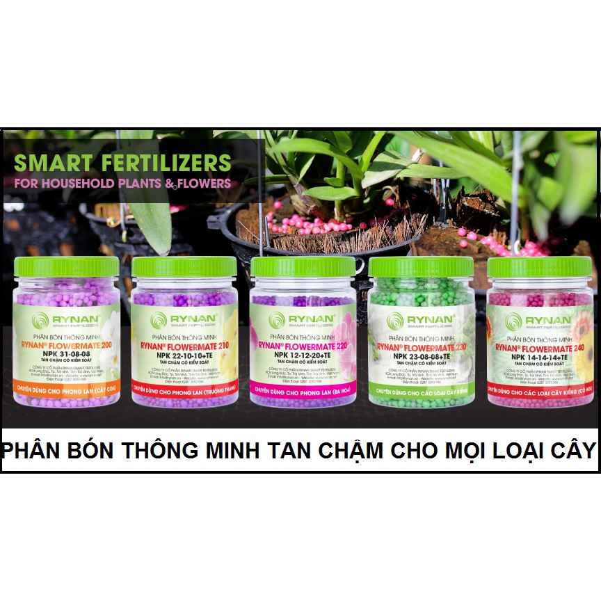Phân Bón Thông Minh Tan Chậm Có Kiểm Soát Rynan Dành Cho Mọi Loại Hoa, Cây Cảnh 150Gr