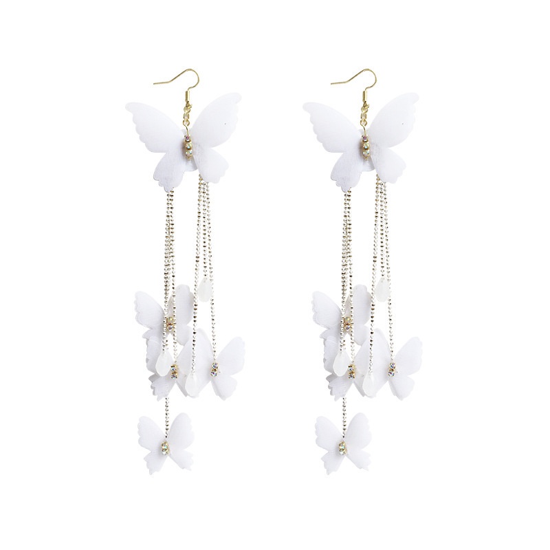 1 Đôi Bông Tai Dáng Dài Hình Bướm Phong Cách Bohemian Đơn Giản Thời Trang Hàn Quốc Cho Nữ