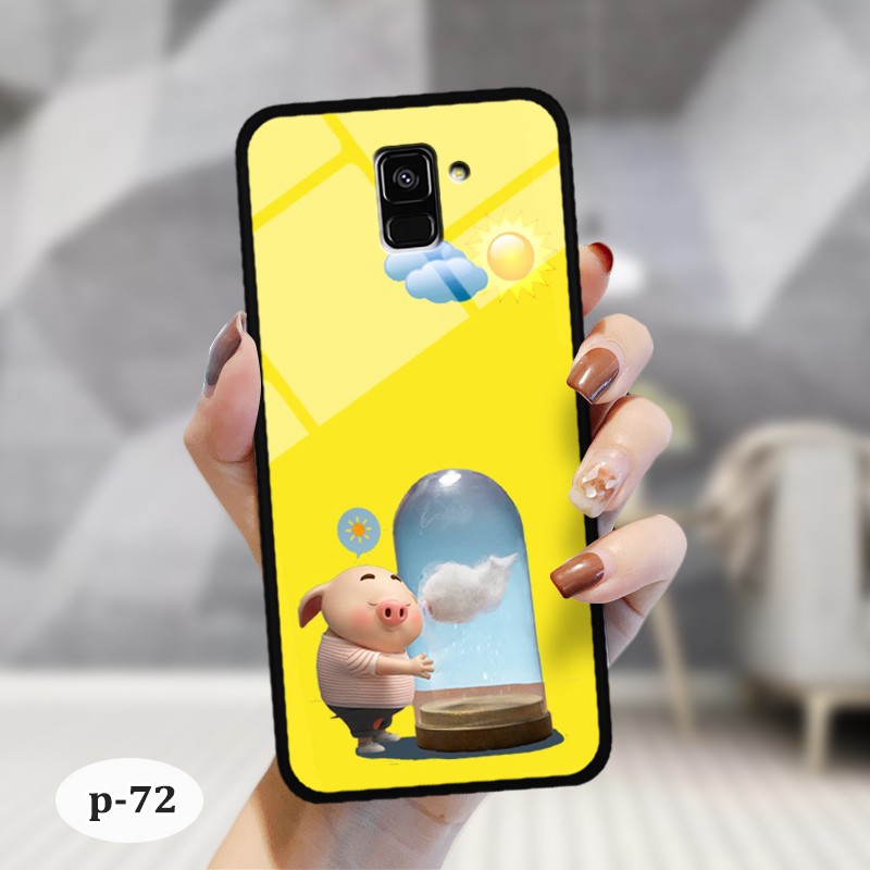 Ốp lưng kính 3D Samsung A5/ A8 2018- hình cute