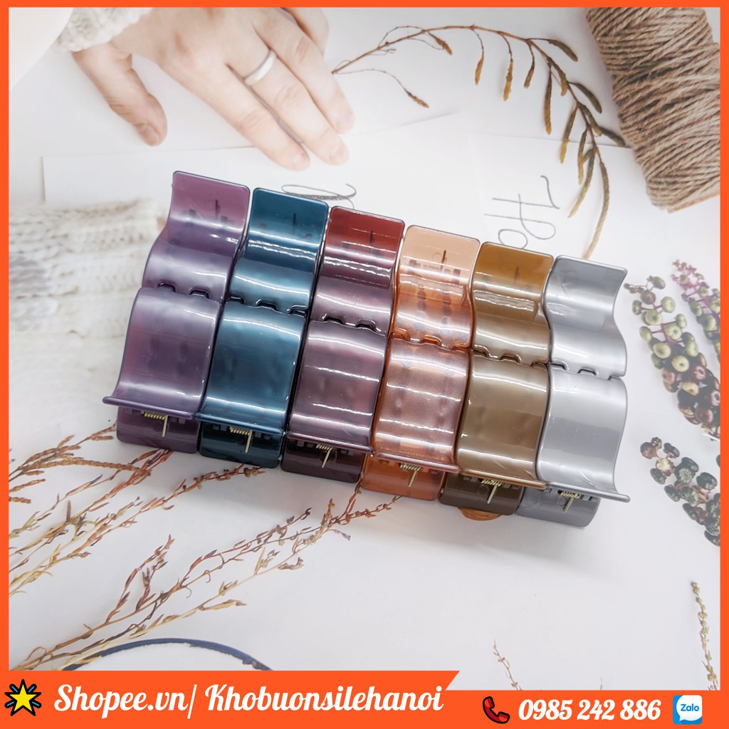 Kẹp tóc càng cua vuông bầu HGVN 3 chấu 5 răng 12 màu pastel thanh lịch cho nữ kẹp sau đầu phong cách hàn quốc nhật bản