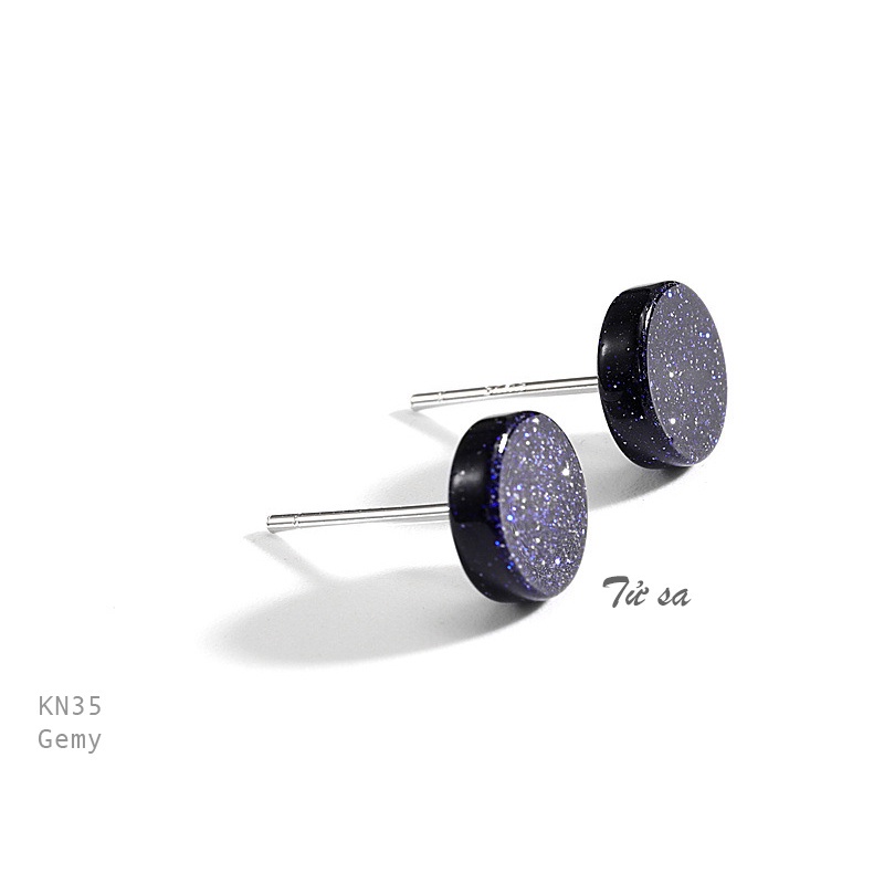 Khuyên tai nam tròn bạc 925 màu đen đơn giản, cá tính, unisex Black Knight 3 | GEMY SILVER KN35