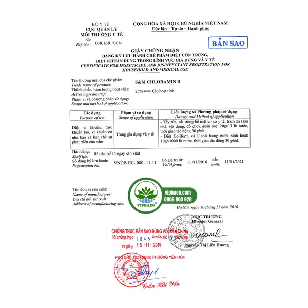 Cloramin B Tiệp Khắc 25%, Bột khử khuẩn Chloramine B S&M Schulke Séc
