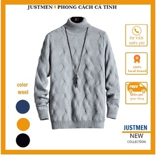 Áo len nam cổ lọ vặn thừng- áo len cổ trụ vặn thừng nam JUST MEN