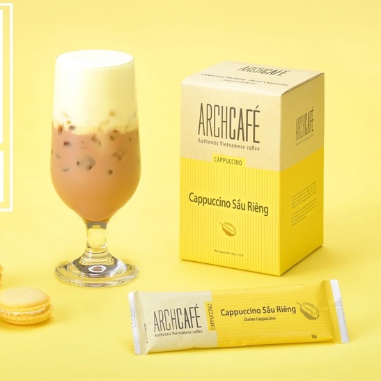 Archcafe cappuccino Sầu riêng thơm ngon đặc biệt hộp 12 gói