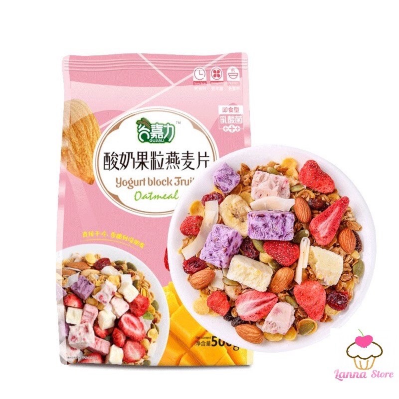 Ngũ cốc hoa quả sữa chua Yogurt Block Fruit Oatmeal Đài Loan 75k/ 1 túi 500g