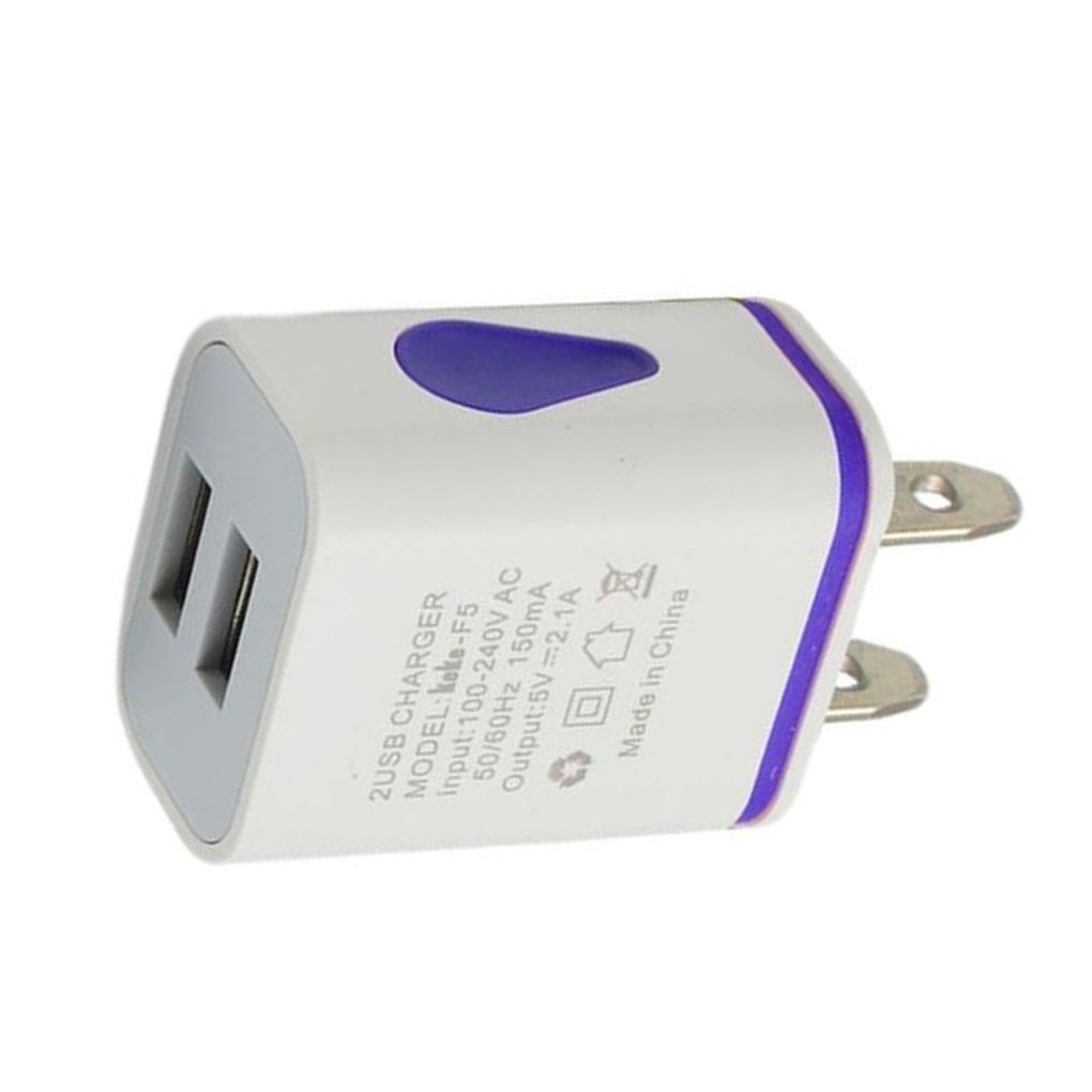 [Coco] 2 1A 5V Dual USB Ports LED Light USB Charger Wall Adapter Mobile Phone Micro Data Charging Plug