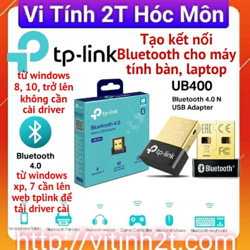 Thiết Bị Kết Nối Bluetooth 4.0 Qua Cổng USB TPLink UB400 - USB Bluetooth Hàng Chính Hãng