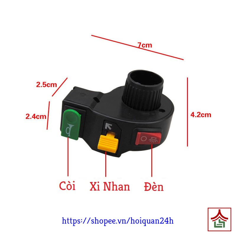 Công Tắc Mini 3 Chức Năng Còi Đèn Xi Nhan Cho Xe Điện