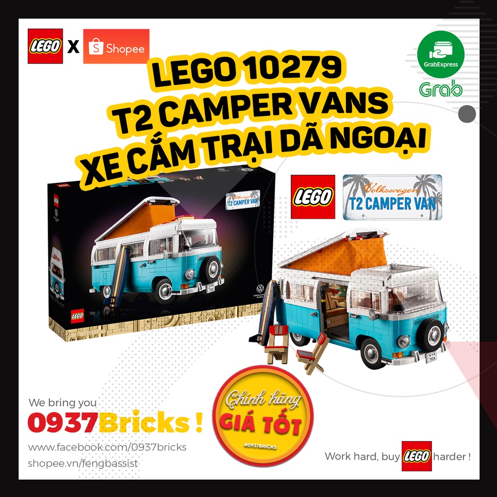 LEGO 10279 XE CẮM TRẠI Volkswagen T2 Camper Van Creator Expert 0937Bricks