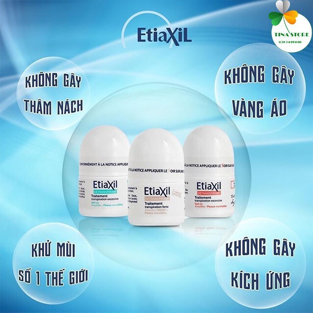 Lăn Khử Mùi Etiaxil [ Chính Hãng 100% ] Ngăn Ngừa Mồ Hôi Dành Cho DA NHẠY CẢM Không Ướt Dính Áo Hay Gây Ố Vàng 15Ml