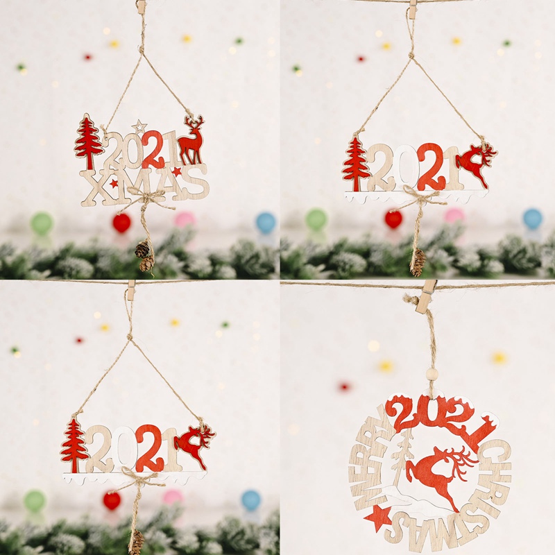 Fashion Hot Sale New product hot selling Christmas decoration 2021 letter card wooden pendant