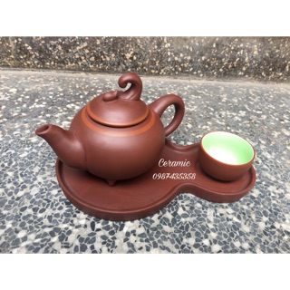 Bộ ấm trà tử sa độc ẩm dáng móc