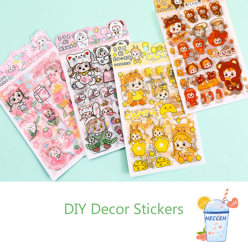 Set 4 nhãn dán trang trí họa tiết hoạt hình dễ thương bằng pvc chống thấm nước