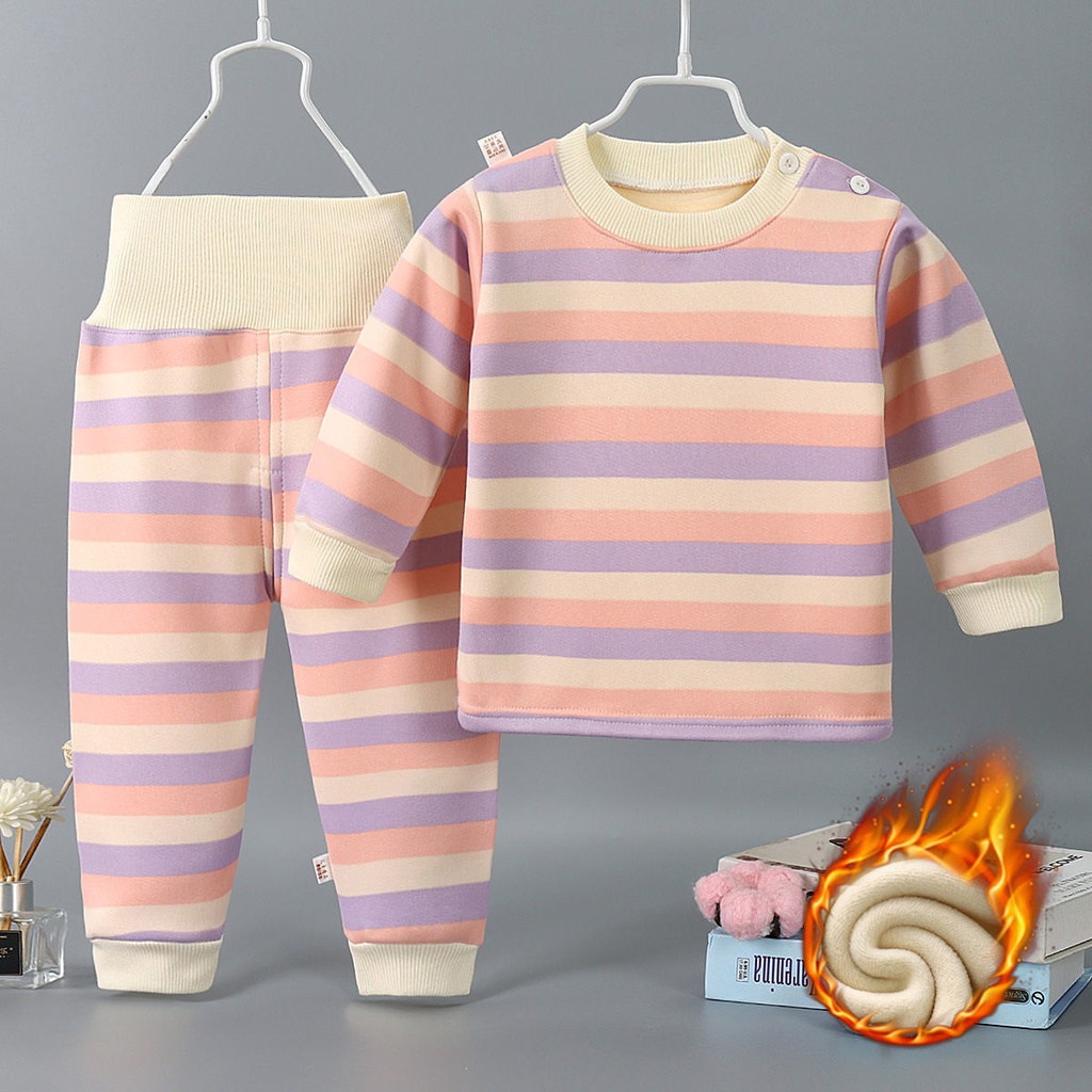 Bộ quần áo lót nỉ lông Dài tay Cạp cao Giữ nhiệt