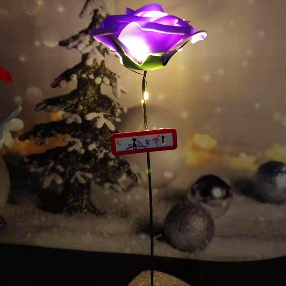 KUNHEV Đèn LED Hình Hoa Hồng Phát Sáng Ấm Áp Lãng Mạn Kèm Túi Đựng