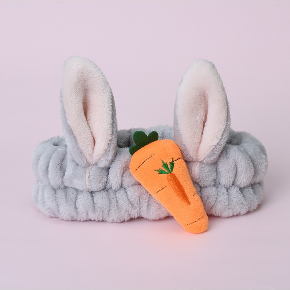 Băng Đô Cài Tóc Thỏ Carot 3D Xám Thiết Kế Kiểu Dễ Thương Dành Cho Nữ