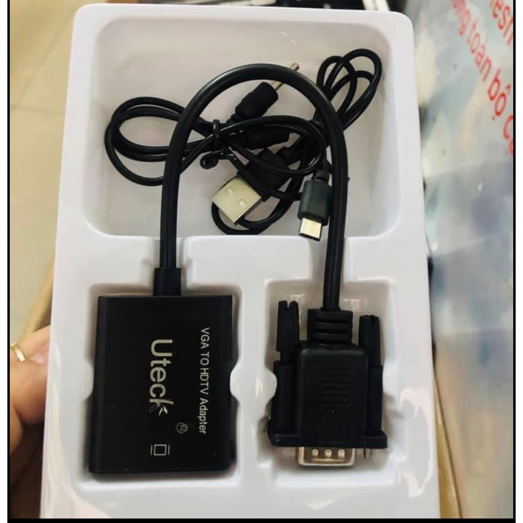 Cáp chuyển đổi VGA sang HDMI Có Audio Uteck BH 12 tháng Bộ chuyển đổi Vga to HDMI Hàng NK BH 6 Tháng