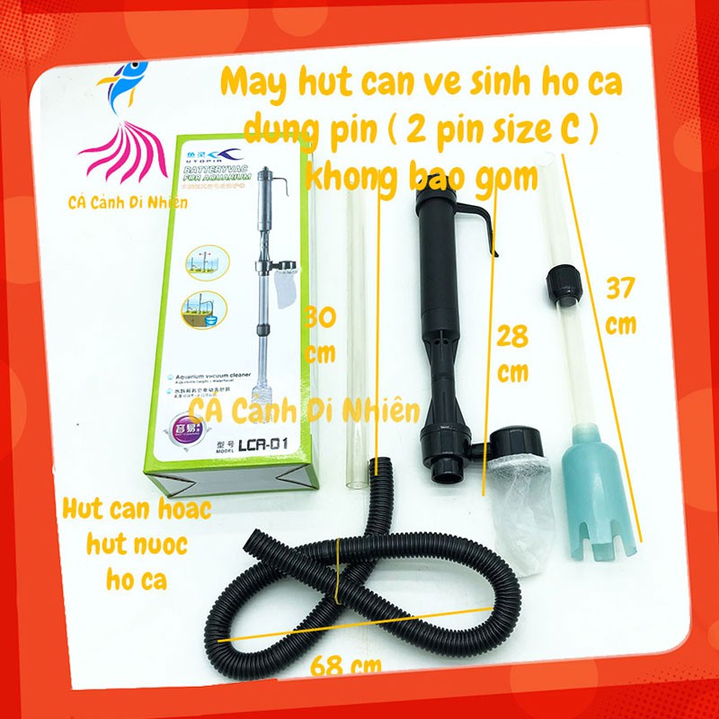Máy hút cặn cây hút phân vệ sinh và thay nước hồ cá dùng pin