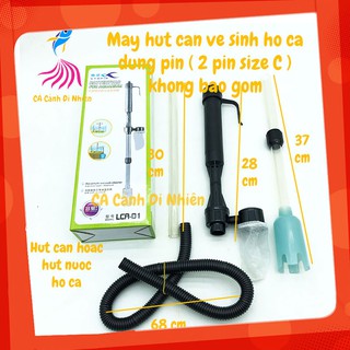 Máy hút cặn cây hút phân vệ sinh và thay nước hồ cá dùng pin