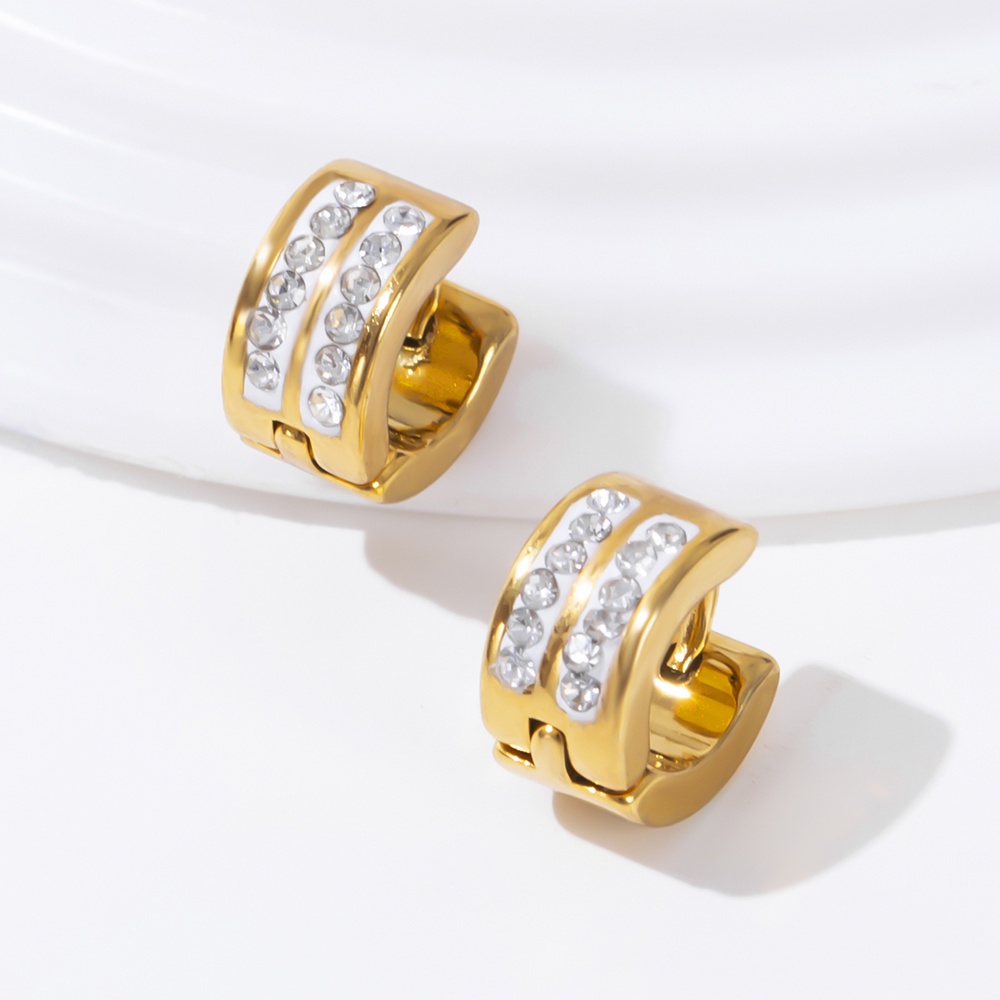 Bông Tai Mạ Vàng 18K Đính Đá 9mm Thời Trang Dành Cho Nam Và Nữ