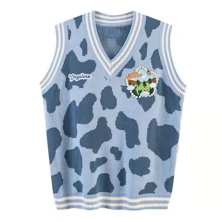 Áo len nữ không tay cổ chữ V dáng rộng thời trang