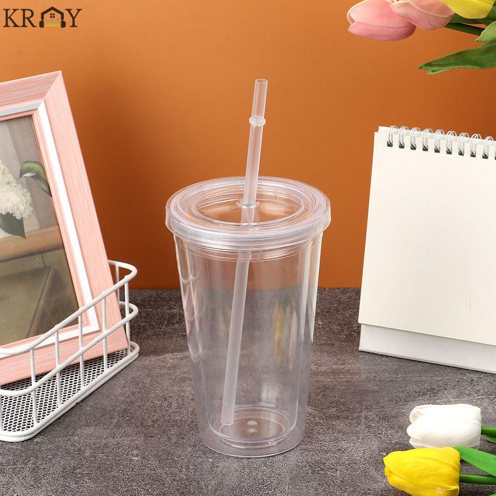 Cốc uống nước hai lớp làm bằng nhựa trong suốt có nắp có thể tái sử dụng