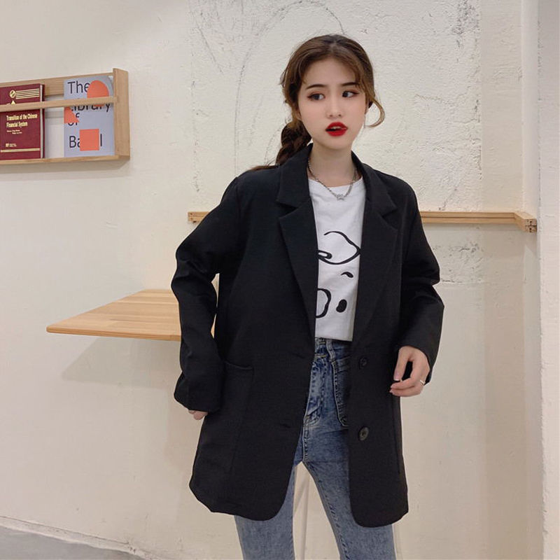 Áo Khoác Blazer Dáng Rộng Kiểu Vintage Hàn Quốc Thời Trang Mùa Thu Cho Nữ