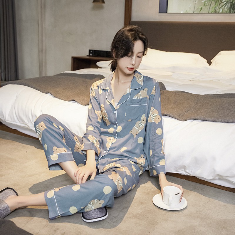 Đồ Bộ Pijama - Set Ngủ Dài Tay Vải Đũi Lụa Nhiều Mẫu Họa Tiết Đơn Giản DDDP02