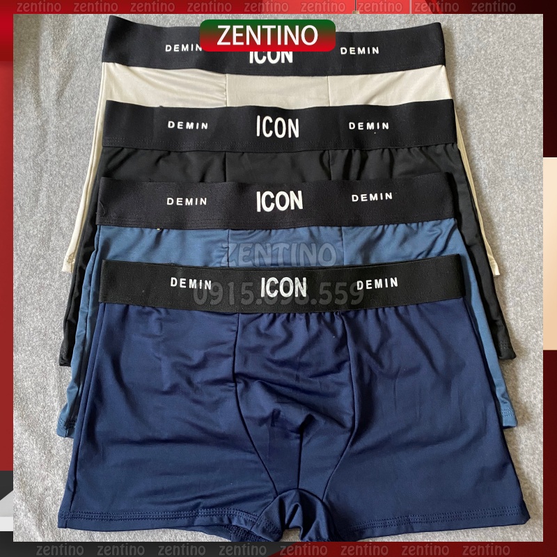 Quần lót nam Boxer ICON chất Cotton, Quần sịp đùi nam cotton ICON co dãn cực tốt (che tên) - Zentino