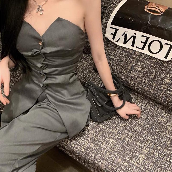 Set tube top dáng vest kèm quần ống rộng cạp cao - by SGGz